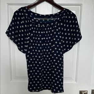 Ann Taylor Factory Navy and White Blouse